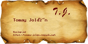 Tomay Jolán névjegykártya